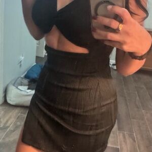 Elegant Black Cutout Mini Dress